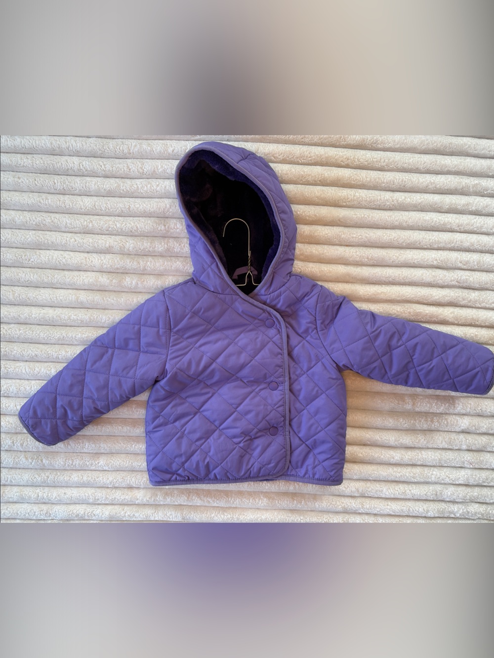 Primary Purple Quilted Hooded Puffer Jacket